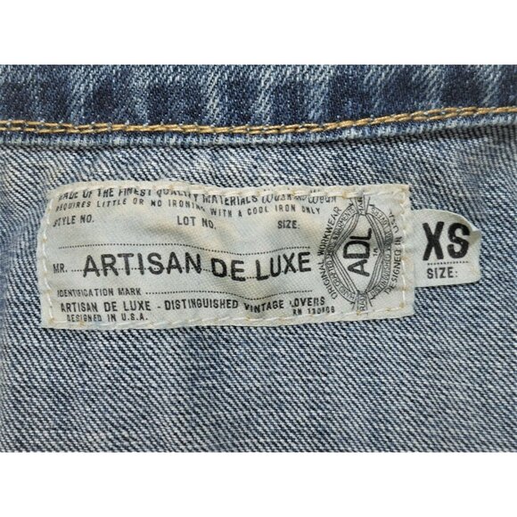 Anthroplogie Artisan De Luxe  Blue Denim Jean Jacket w Batik Womens X Small EUC - Picture 3 of 12